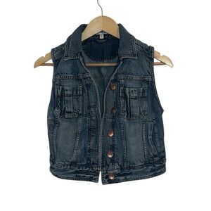 Express Blue Denim Vest, Jean, Small